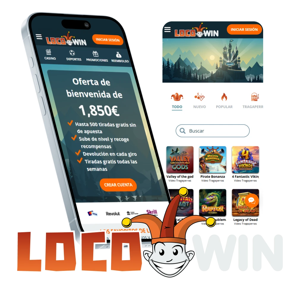Añade la versión móvil del sitio web de LocoWin a tu dispositivo Android o iOS.