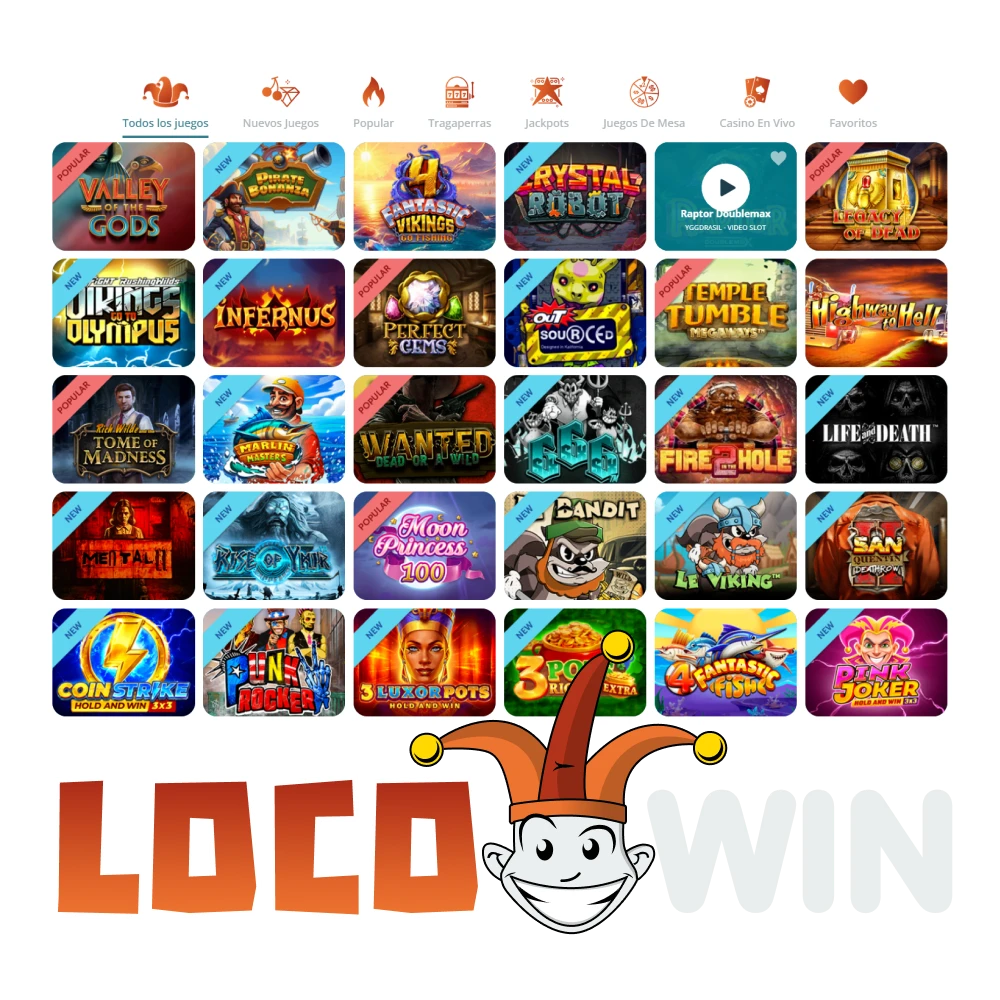 Selecciona un juego y empieza a ganar en LocoWin Casino.