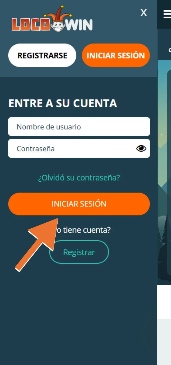 Inicie sesión en su cuenta de LocoWin con sus credenciales.