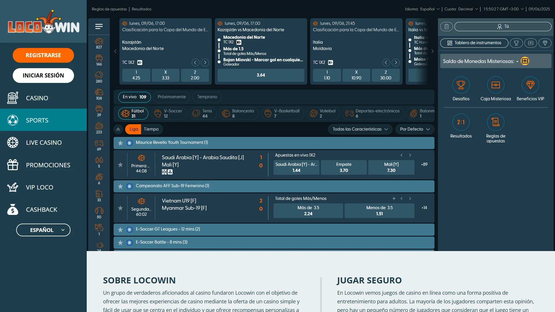 Elige tu deporte favorito para apostar en LocoWin.