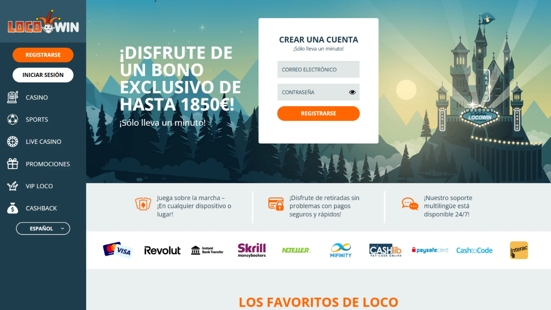 Disfruta de una navegación sencilla en la plataforma LocoWin.