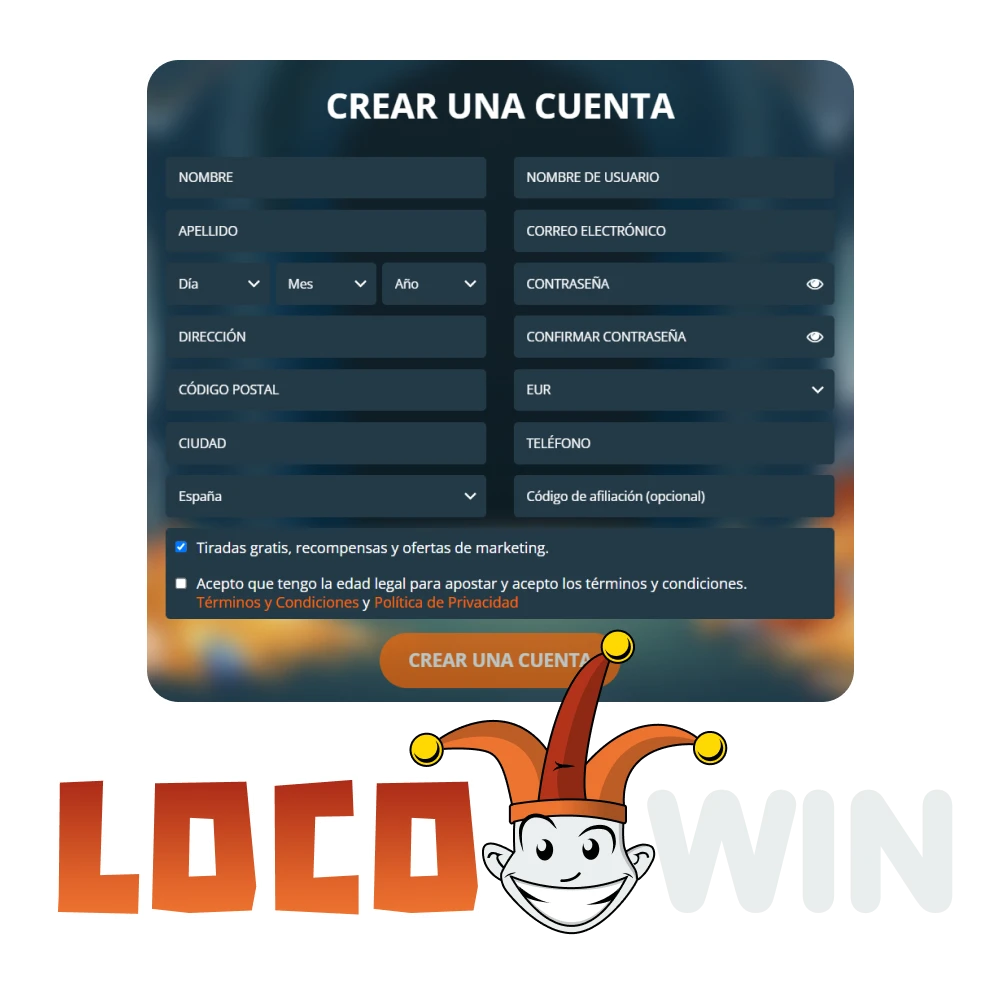 Aprende a crear una cuenta en la plataforma LocoWin.