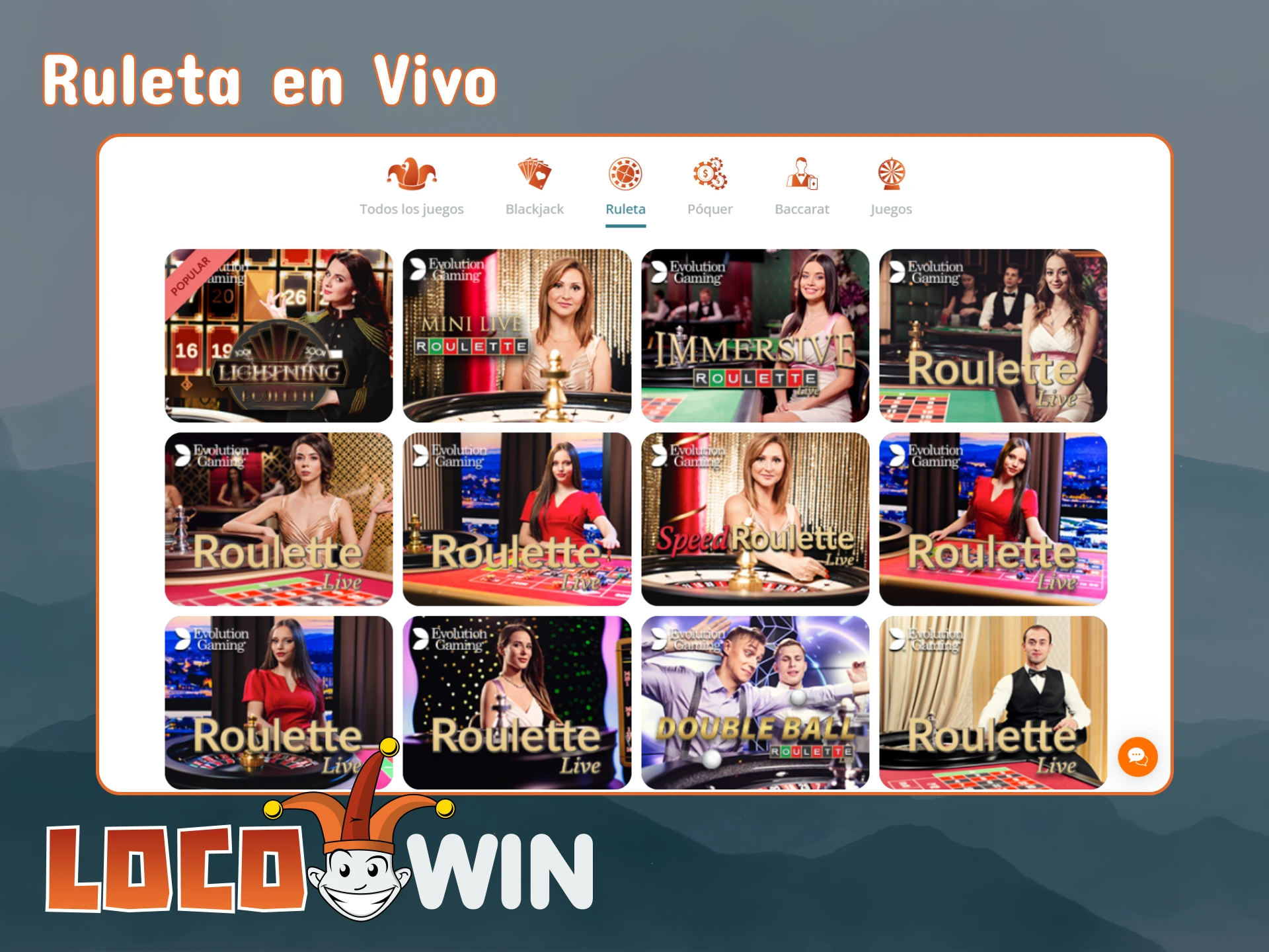 Empieza a jugar a la ruleta en vivo en la plataforma LocoWin.