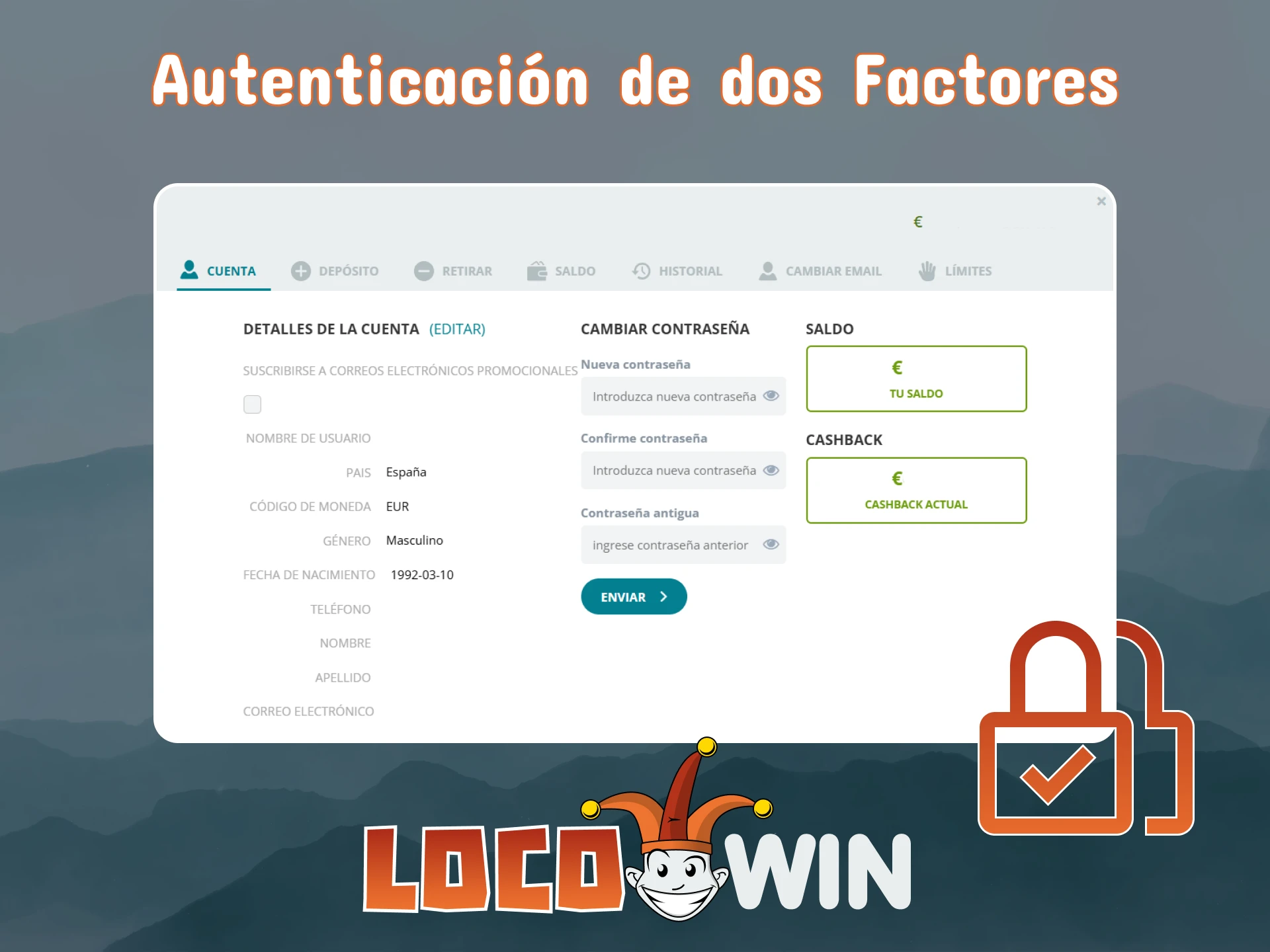 Habilita la autenticación de dos factores en tu cuenta de LocoWin.