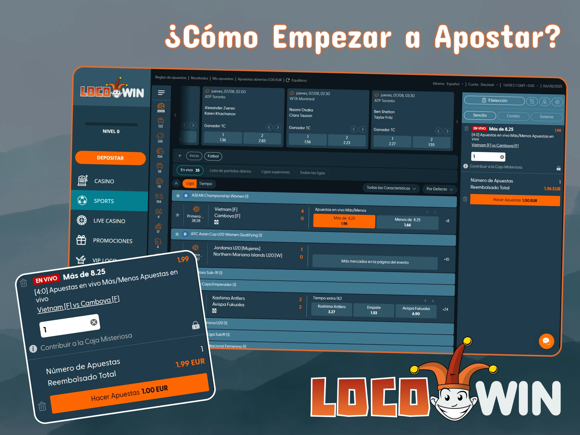 Descubre cómo realizar apuestas en la página web de LocoWin.