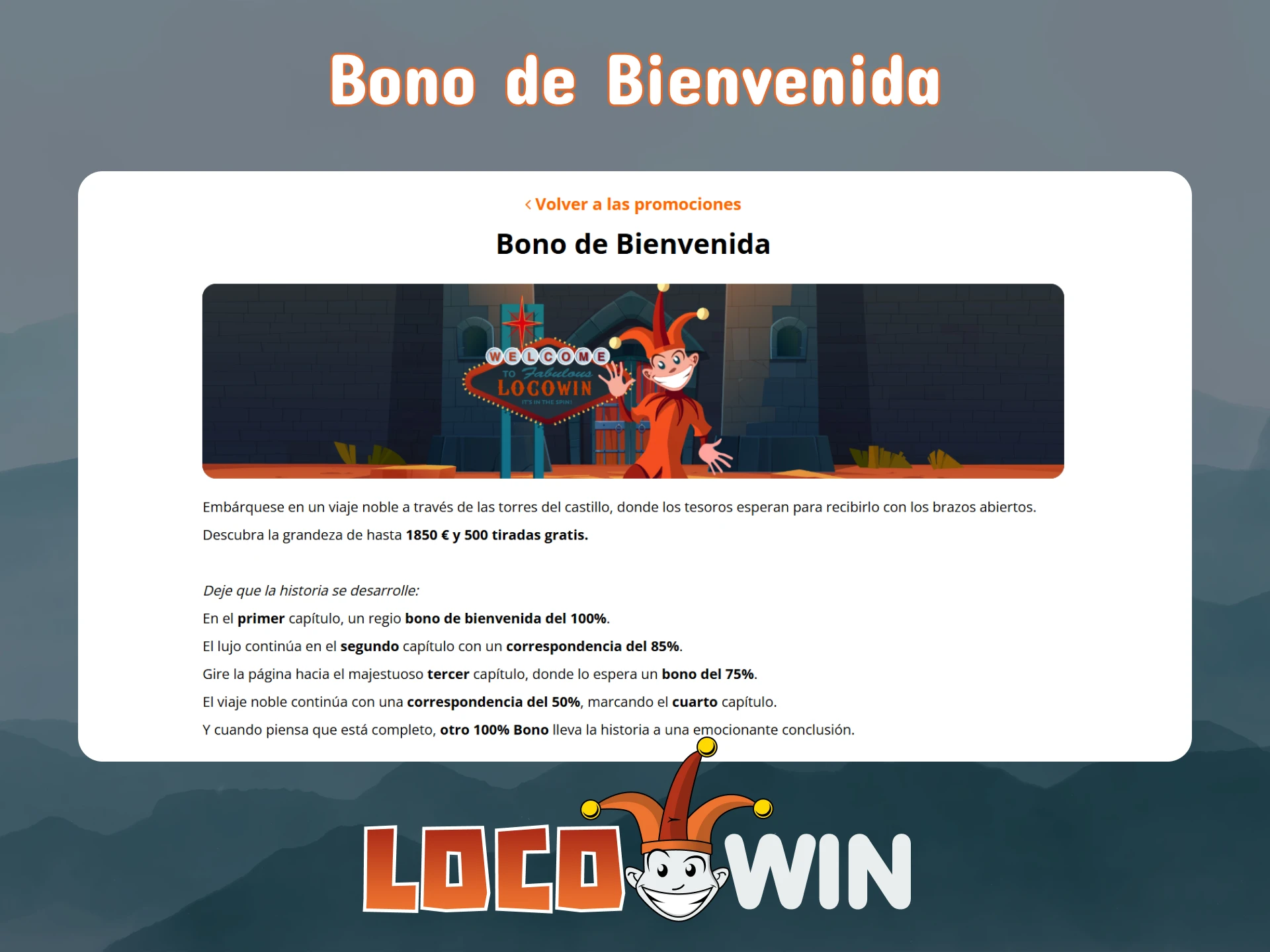 Después de registrarte en LocoWin, recibirás un bono de bienvenida.