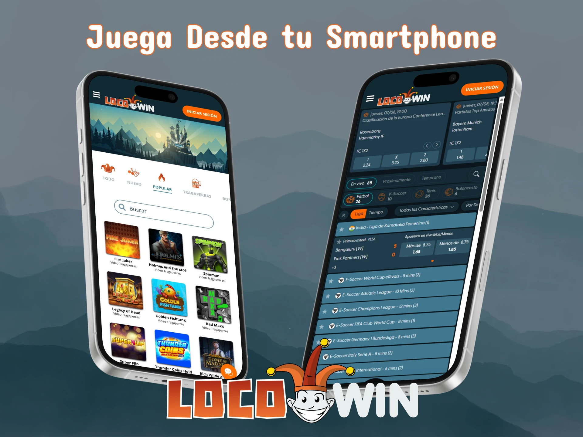Empieza a jugar y apostar en LocoWin desde tu teléfono móvil.