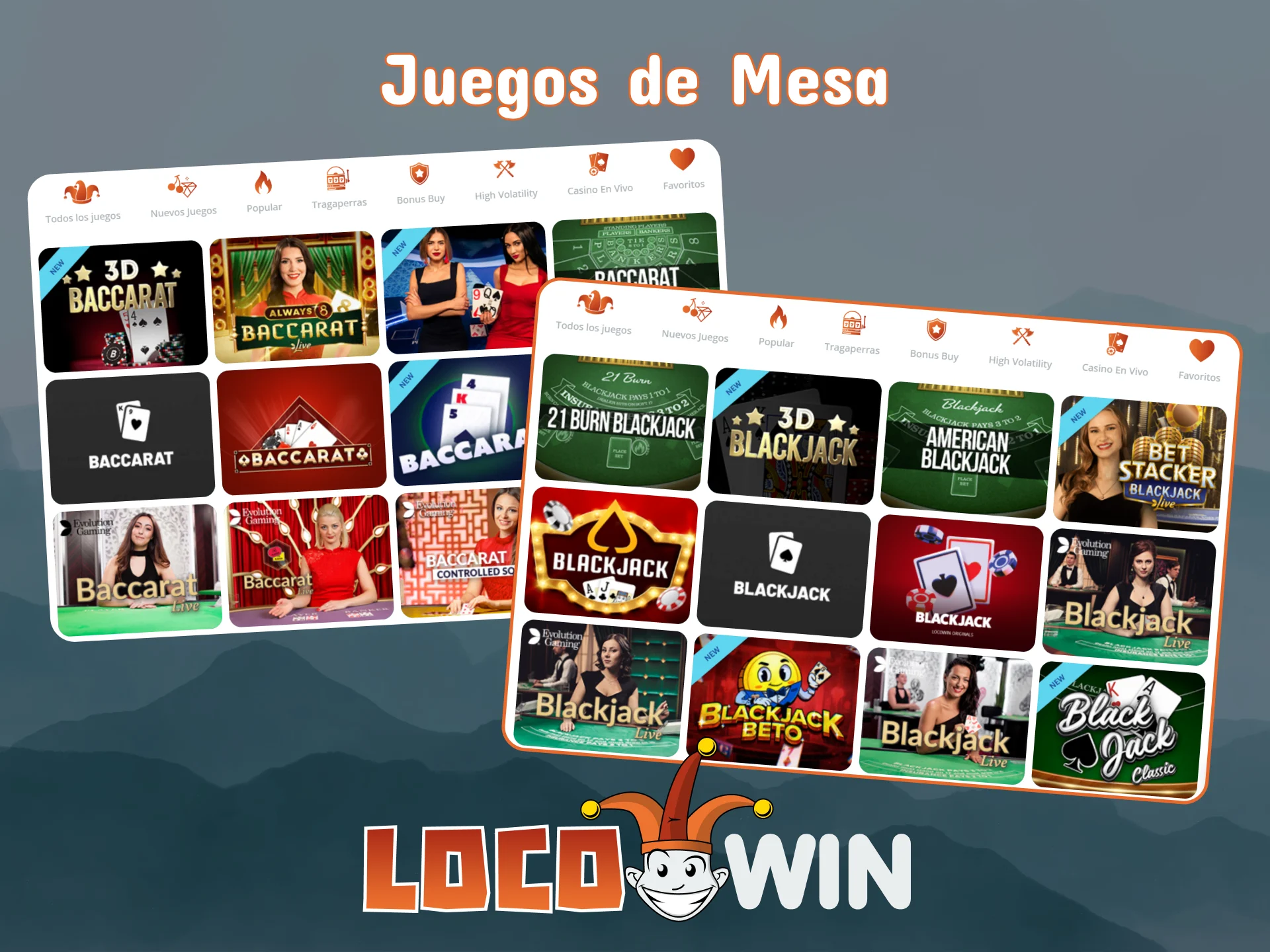 Juega a juegos de mesa en el casino LocoWin.