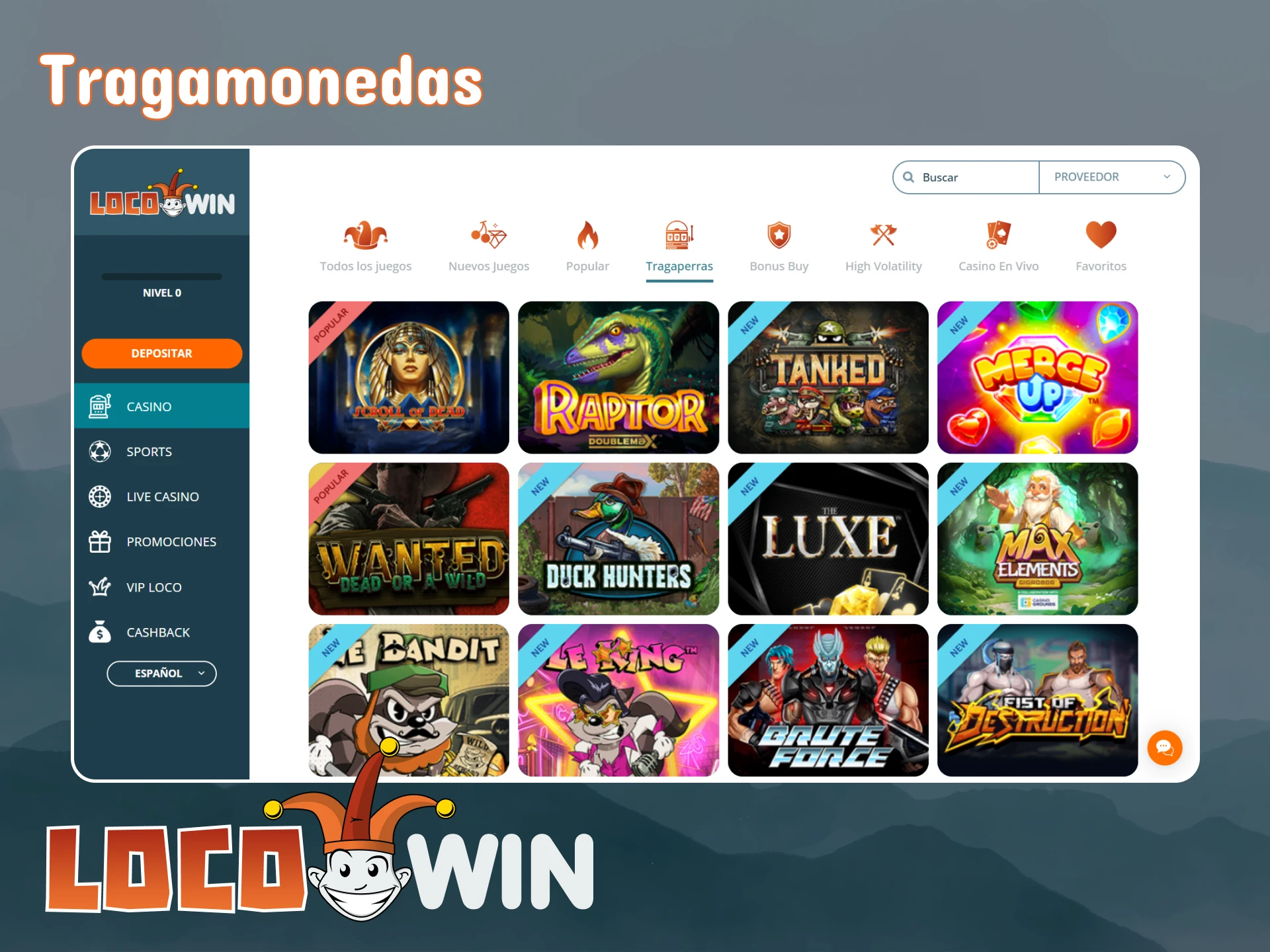 Disfruta de los juegos de tragamonedas ofrecidos por LocoWin.