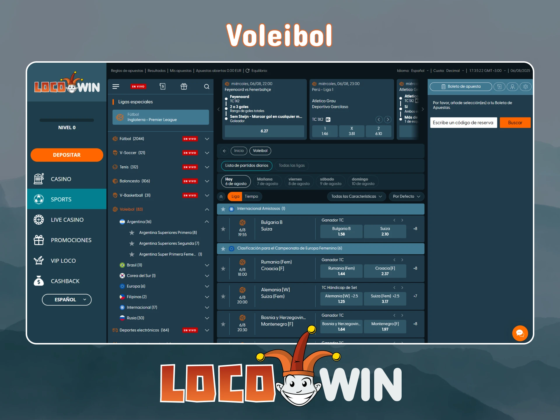 Apuesta fácilmente al voleibol en LocoWin.
