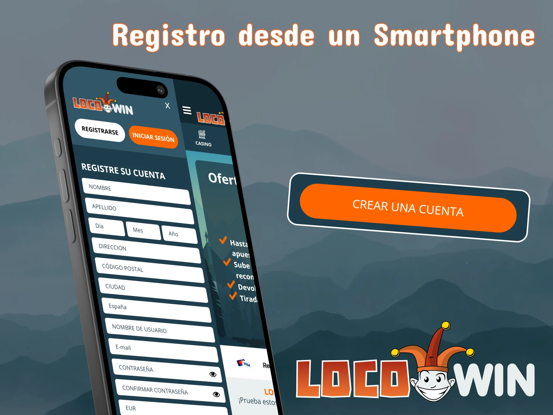 Puedes registrarte en LocoWin a través de tu teléfono.