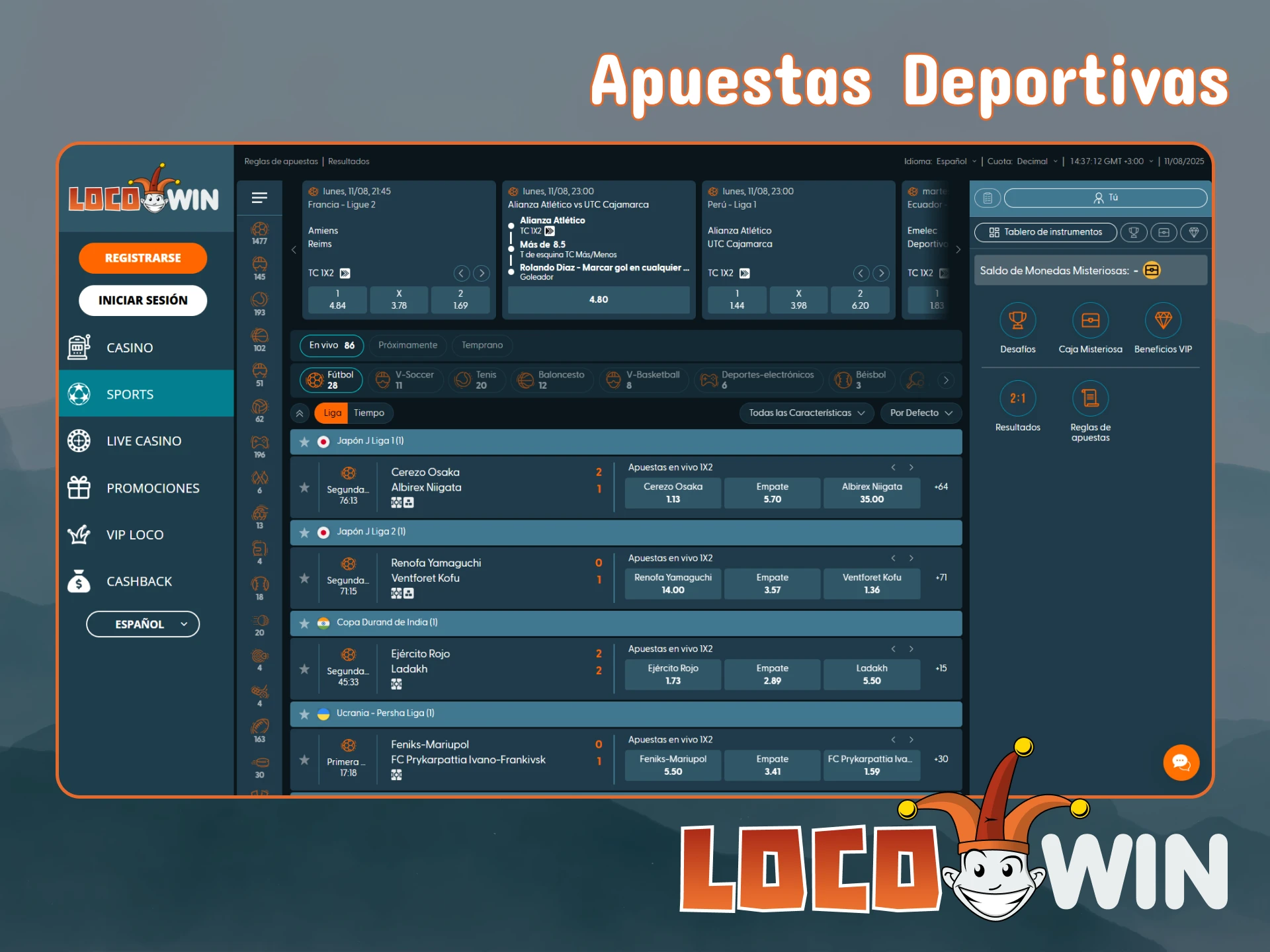 Apuesta por tus deportes favoritos en la plataforma LocoWin.