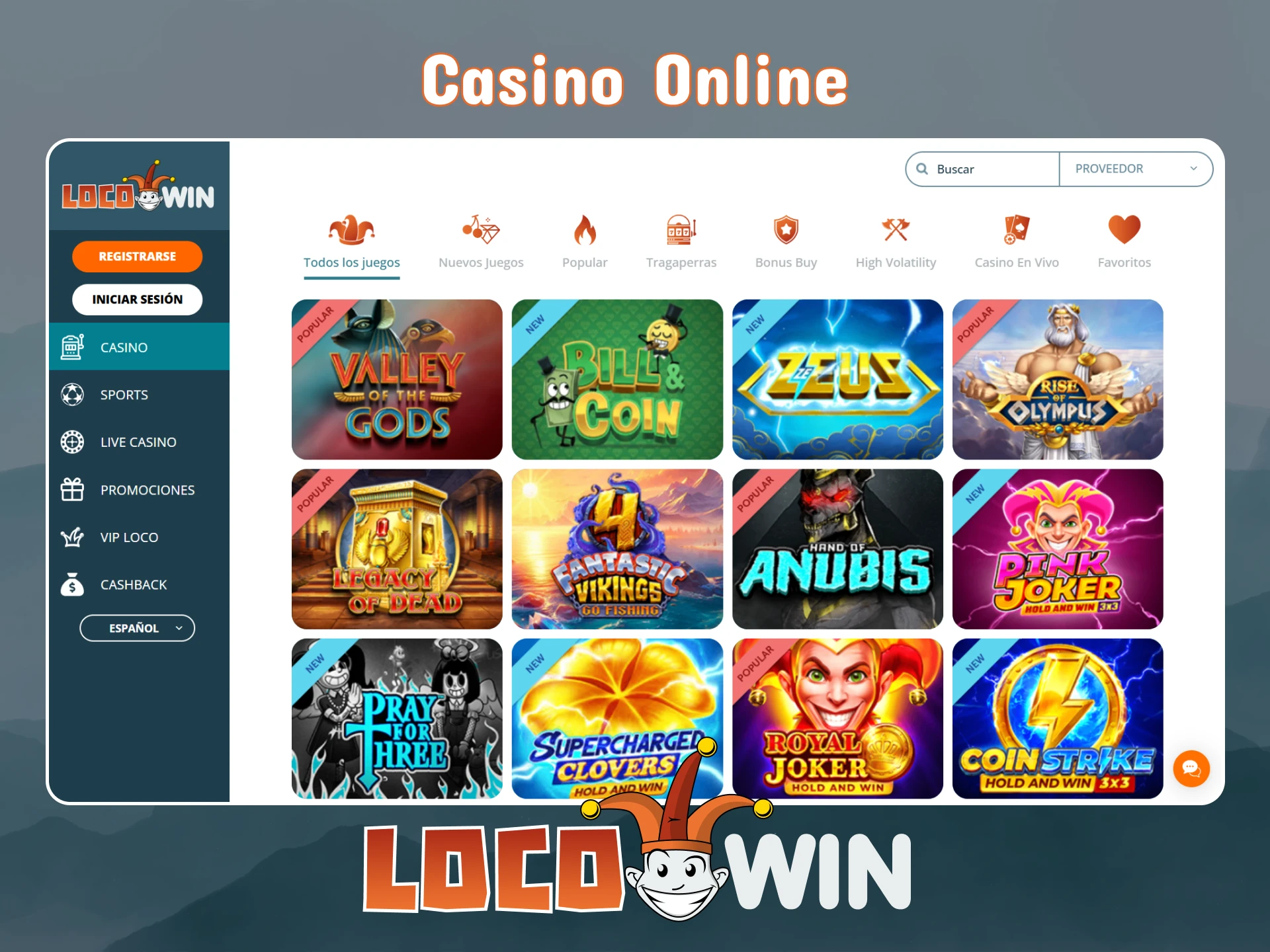 Elige un juego de casino para jugar en LocoWin.