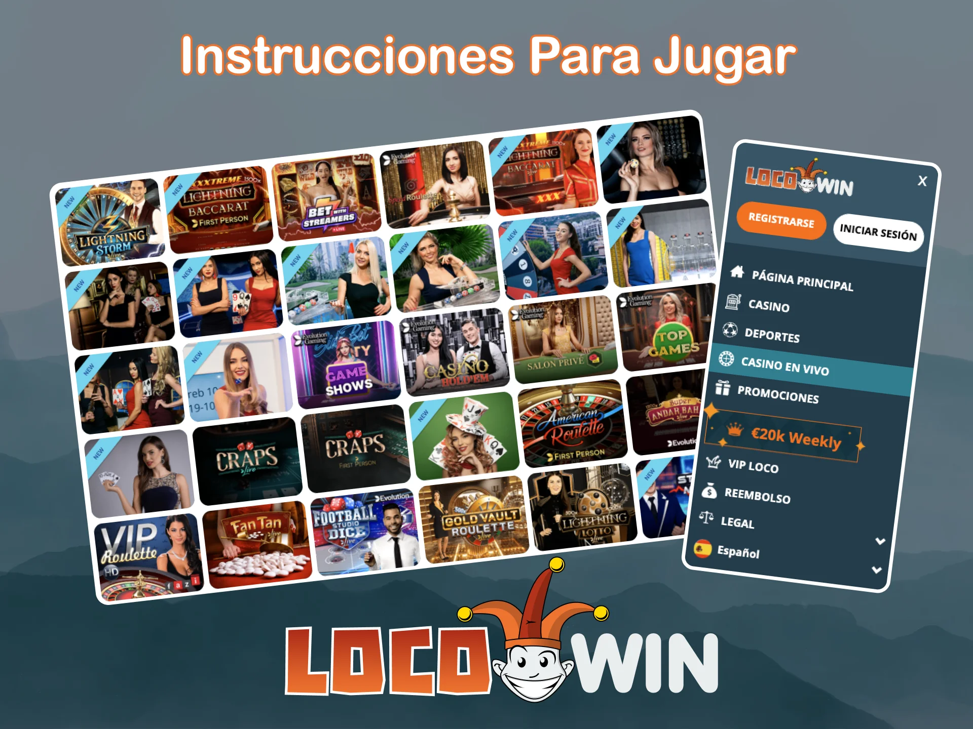 Reciba instrucciones sobre cómo empezar a jugar en el casino en vivo LocoWin.