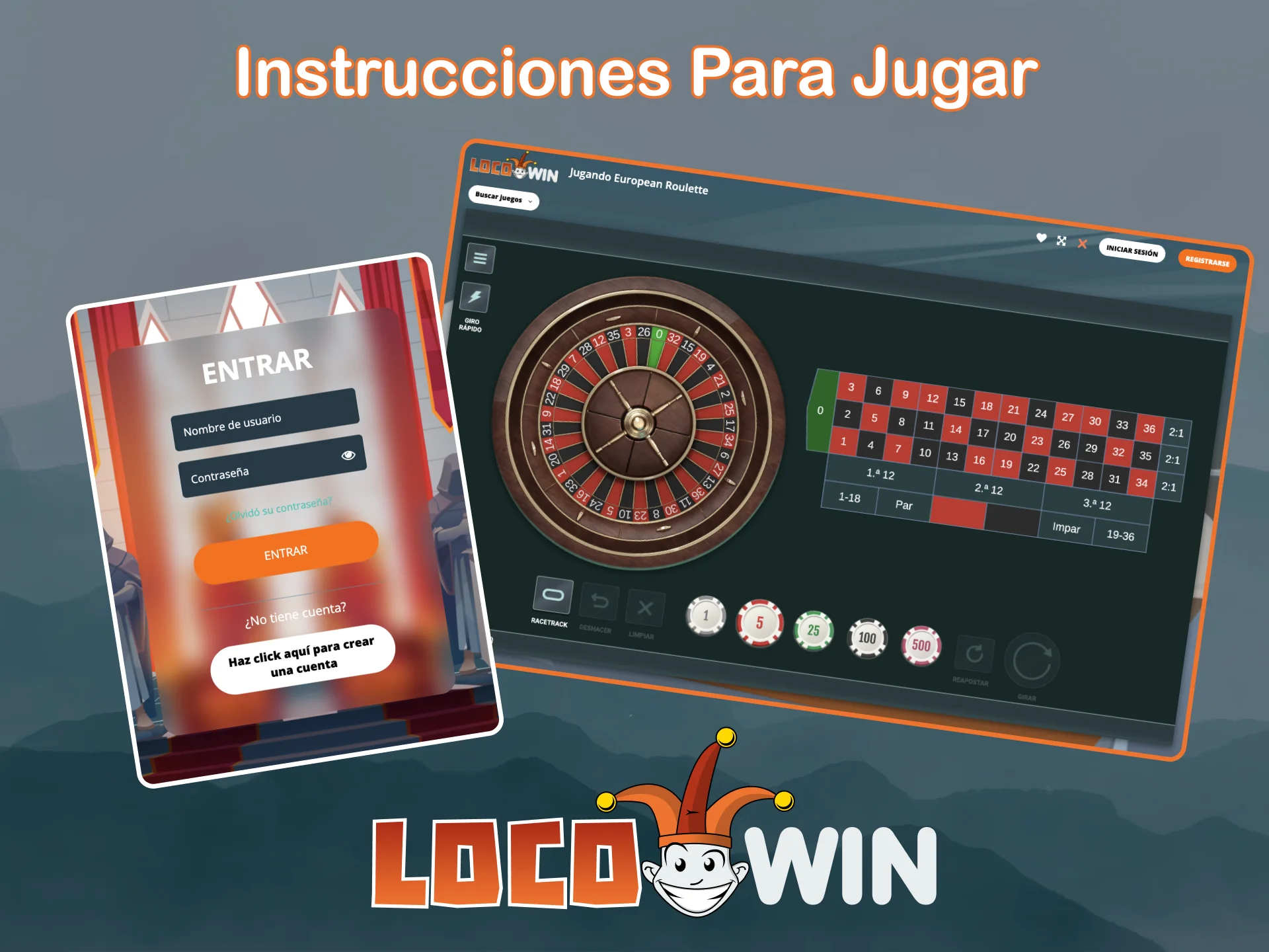 Sigue estas sencillas instrucciones para empezar a jugar a la ruleta en la página web oficial de LocoWin.